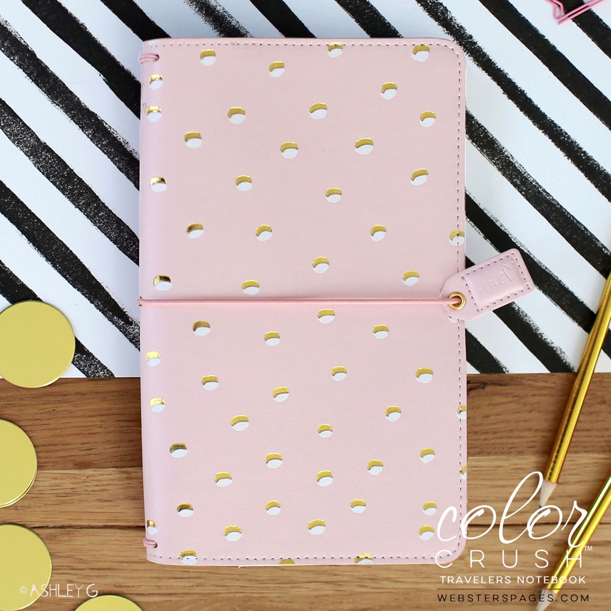 Blush Gold Foil Dot Travelers Notebook Mrsbrimbles